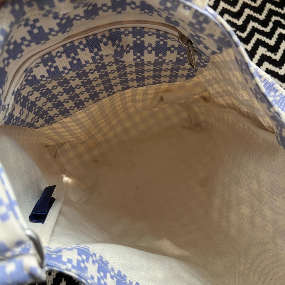 BAGGU Vertical Blue and White Pixel Gingham Duck Bag - Picture 5 of 7
